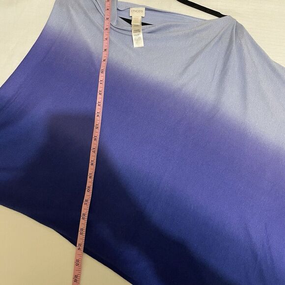 Chicos Olena Ombre Poncho Blue One Size Buttons Lightweight Travel Vacation - Picture 8 of 8